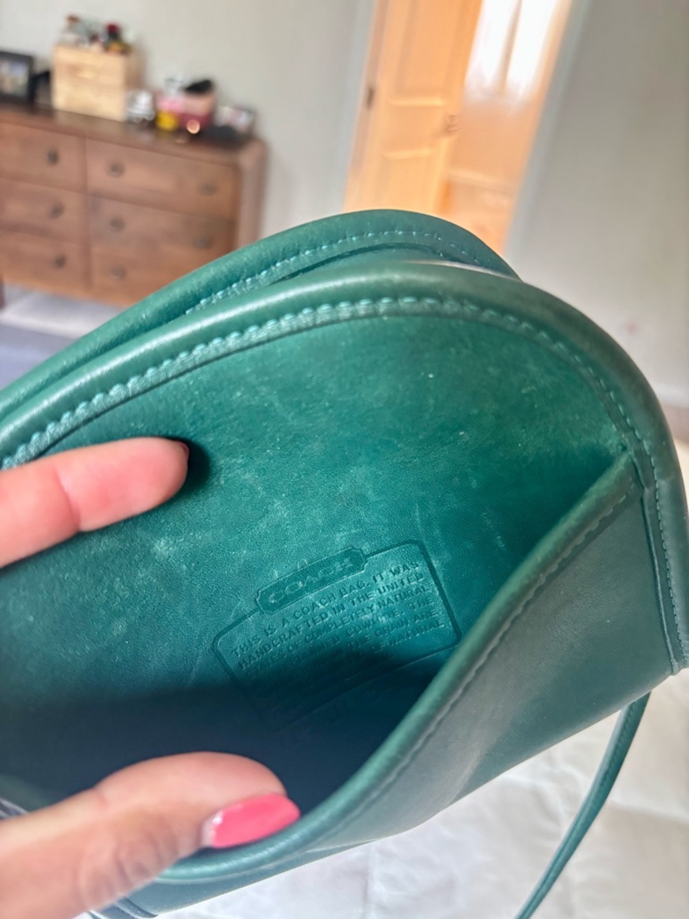 Vintage Coach Teal Leather Crossbody Bag - Picture 4 of 8